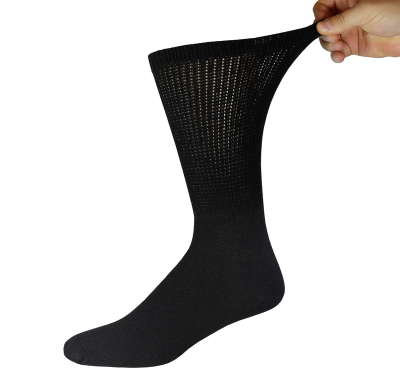 [Australia] - Big and Tall Diabetic Cotton Neuropathy Crew Socks, King Size Mens Athletic Crew Socks (13-16, Black) - 6 pairs 