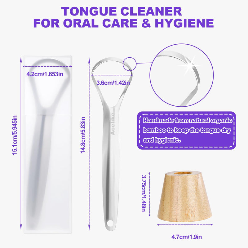 [Australia] - Tongue Scraper for Adults with 2 Holder and 2 Travel Case, Metal Tongue Scraper for Tongue Cleaning and Reducing Bad Breath,100% Stainless Steel Tongue Scraper, Tongue Cleaner for Adults 