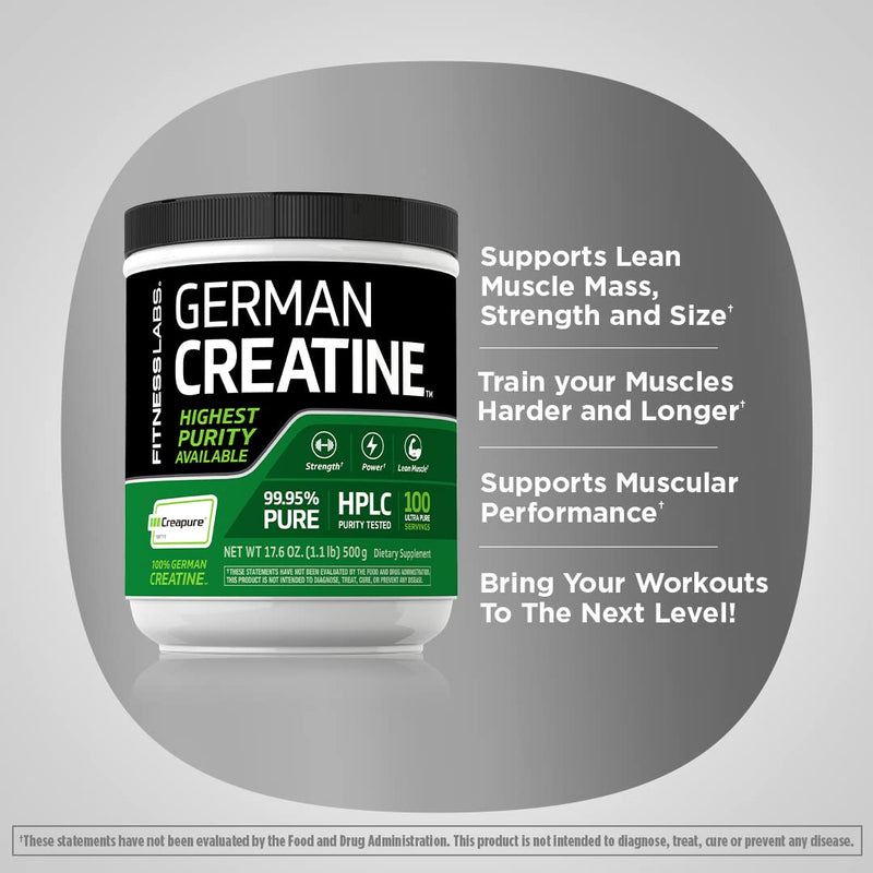[Australia] - Fitness Labs German Creatine Monohydrate Powder | 1.1 lb | Creapure Fitness Supplement | 100 Servings 100 Servings (Pack of 1) 