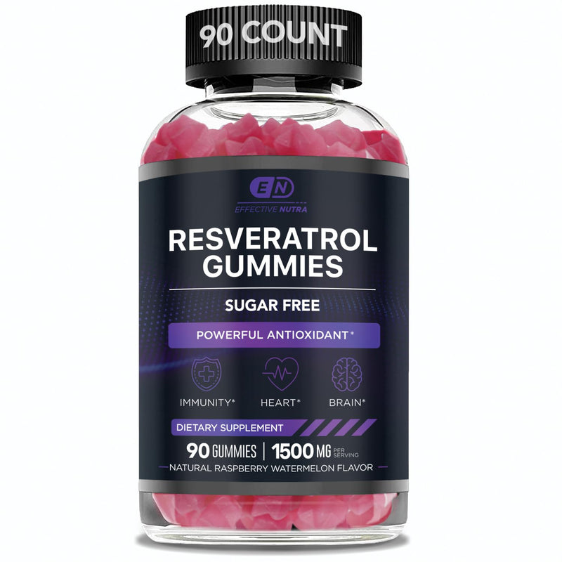 [Australia] - Resveratrol Gummies 1500mg - Sugar Free Resveratrol Supplement for Antioxidant Support, Immunity, Heart Health, Brain Function - Natural Raspberry Watermelon Flavor (90 Count) 
