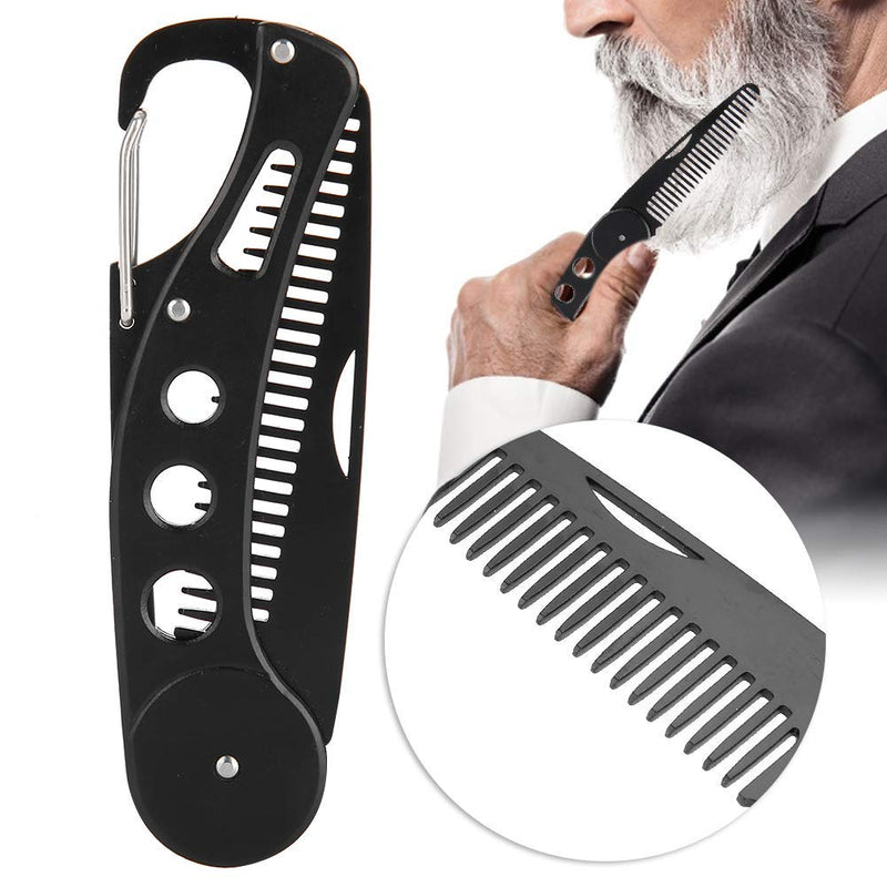 [Australia] - nobrands Foldable Beard Comb, Hair and Beard Comb for Men Stainless Steel Comb Mustache Shape Comb Has a beer opening function and as a keychain 