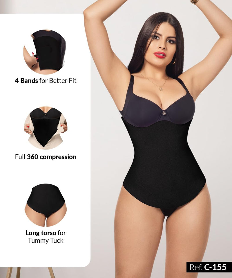 Forma Tu Cuerpo Lipo Foams Post Surgery Post-Operative Liposuction Recovery Compression 360 Tummy Tuck Foam (Black + Long 360 Lipo Foam, Medium) Black + Long 360 Lipo Foam