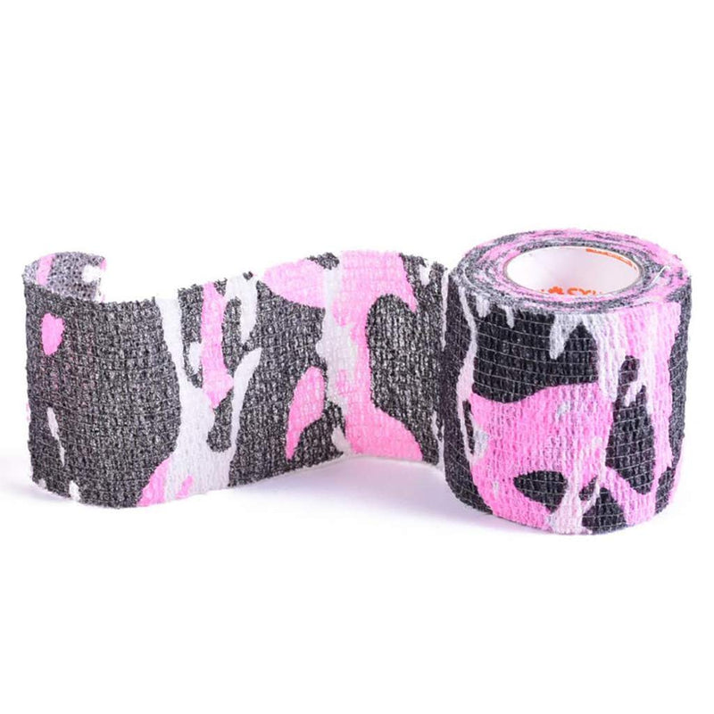 [Australia] - 12 Rolls of Wraps Self Adherent Tape Sports Tape Bandage Wrap Grip Cover Breathable - Camo Pink 