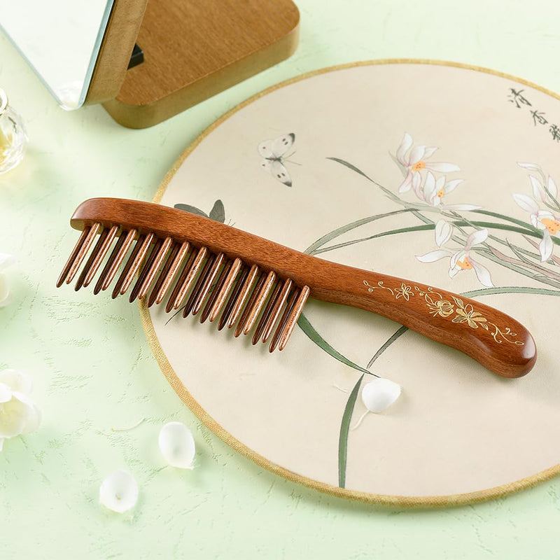 [Australia] - TAN MUJIANG Hair Comb Inserted Teeth Natural Wood Scalp Massage 1pc CQHGB0302 