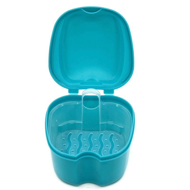 [Australia] - Denture Case, Denture Box with Strainer, Night Cleaner Denture Bath Box for Retainer, Mouthguard, False Teeth, and Denture Cleaning (Teal) Teal 