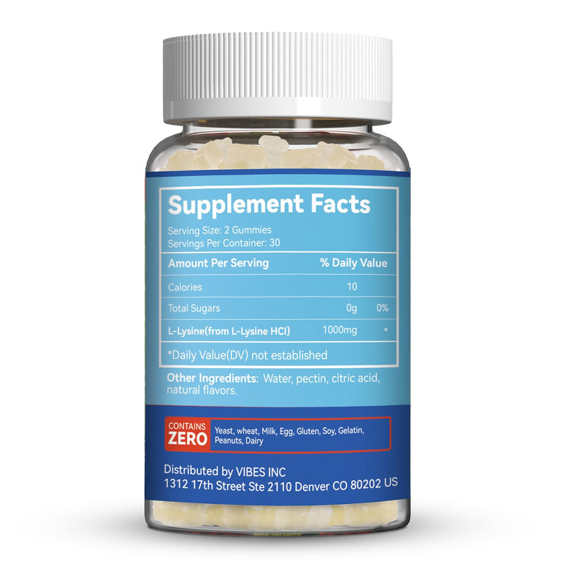 [Australia] - L-Lysine 1000mg Gummies, Chewable Lysine Supplement for Adults, Immune Support, Collagen Formation Support, Non-GMO, Vegan, Gluten Free - 60 Counts 