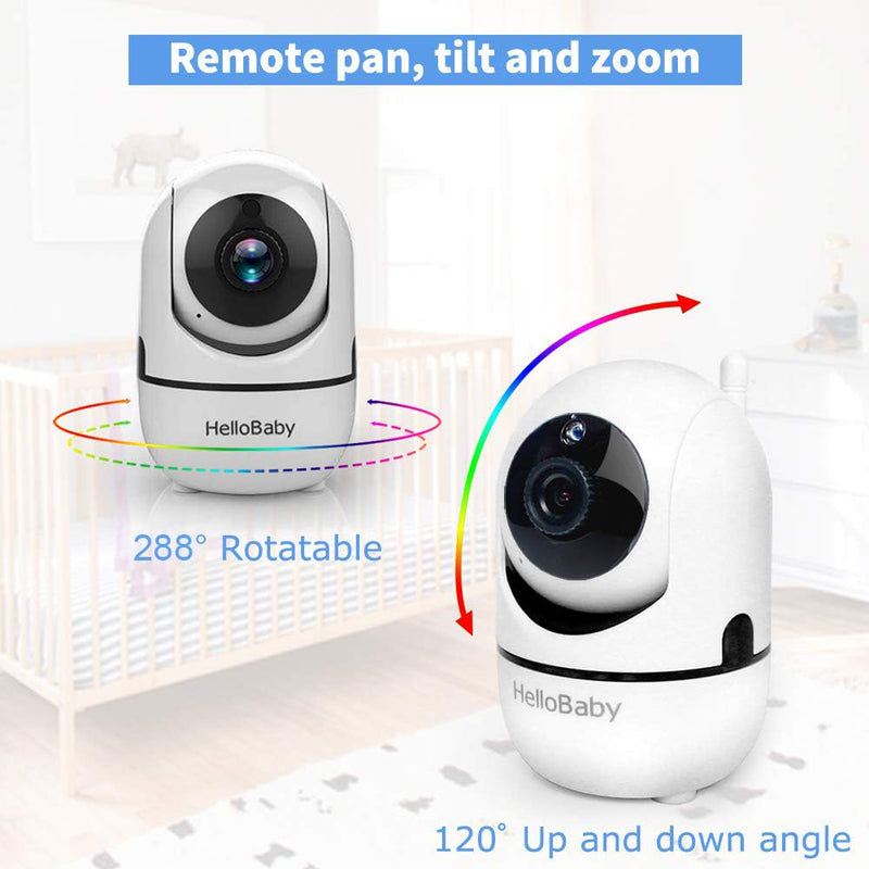 [Australia] - HelloBaby Video Baby Monitor with Remote Camera Pan-Tilt-Zoom, 3.2'' Color LCD Screen, Infrared Night Vision, Temperature Display, Lullaby, Two Way Audio 3.2 inches 
