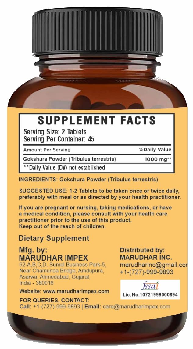 [Australia] - minature Gokshura (Tribulus Terrestris) Tablets - Pure Plant Based Herbal Supplement | Natural & Gluten Free | 90 Count, 45 Day Supply 