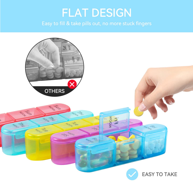 Weekly Pill Organizer 3 Times A Day, 7 Day Pill Box Large Compartments Moisture-Proof Pill Case, Daily Portable Travel Morning Noon Evening Pill Container, for Fish Oils, Vitamins, Supplements