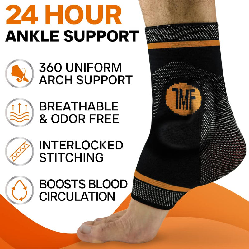 Treat My Feet Compression Ankle Brace with Silicone Ankle Support and Copper - Plantar Fasciitis Brace for Foot Pain & Achilles Tendonitis Relief - Ankle Brace for Women & Men - Large Size 1