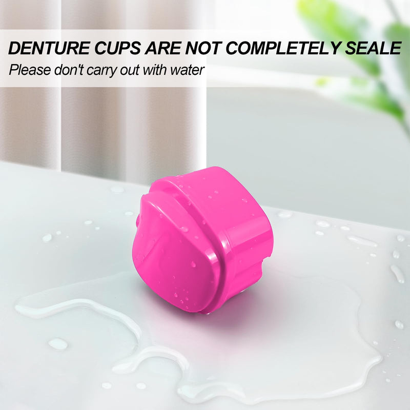[Australia] - 2 Pack Colors Denture Bath Case Cup Retainer Cleaner Holder Case False Teeth Soaking Container Dental Bath Storage Box Case with Strainer Basket and Brush - Rose Red & Black 