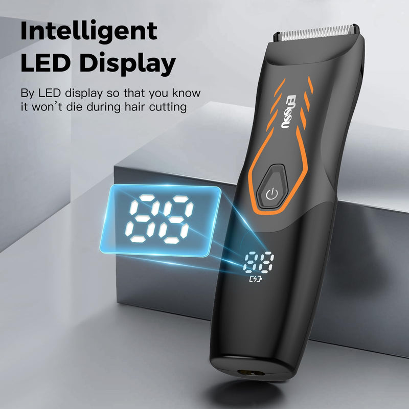 [Australia] - Men Hair Removal Shavers,Electric Safe Blade Waterproof Groin Hair Trimmer Male Painless Wet Quiet Hygiene Razor with Standing Charging Dock Orange Green 