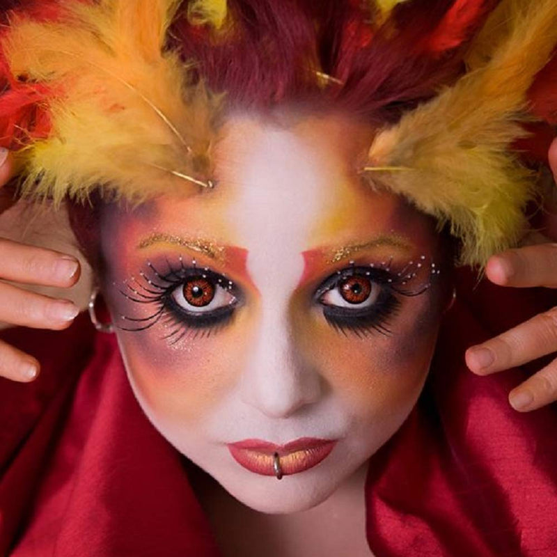 [Australia] - Meralens 1 pair of colored red Crazy Fun red demon annual contact lenses. Top quality for carnival and carnival with free contact lens case without strength 