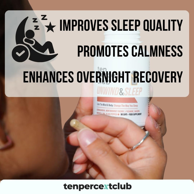 Unwind & Sleep, Mushroom Complex for Stress & Rest — Natural Sleeping Aid, Ashwagandha, L-Theanine, Zinc Capsules, Deep Relaxation & Nighttime Recovery Support - 90 Capsules