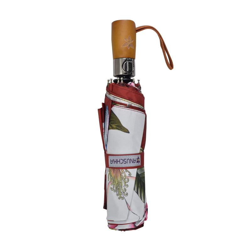 Anuschka Women's Original Printed Artwork Umbrella Auto Open/Close with UPF 50+ Sun Protection - Crimson Garden