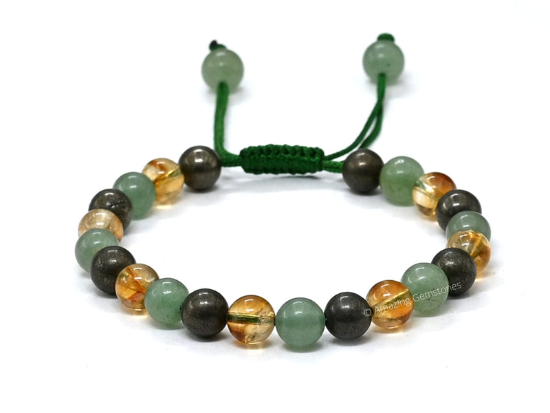 [Australia] - Natural Healing Crystal Bracelet for Women - Mens Bracelet Energy Balancing Gemstones Set - Adjustable Stone Bead Bracelet for Men and Women - Chakra Crystal Therapy Accessory, Meditation Money Success 