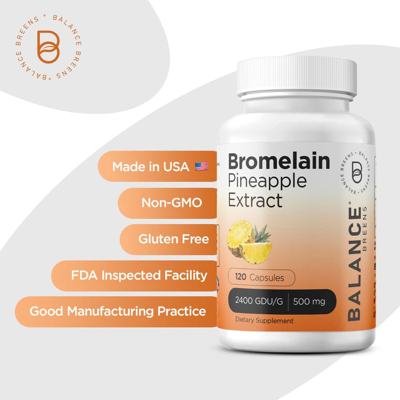[Australia] - Balancebreens Bromelain 500mg, 120 Capsules - Pineapple Extract Digestive Enzyme, Supports Digestion and Joint Health Supplement 120 Count (Pack of 1) 