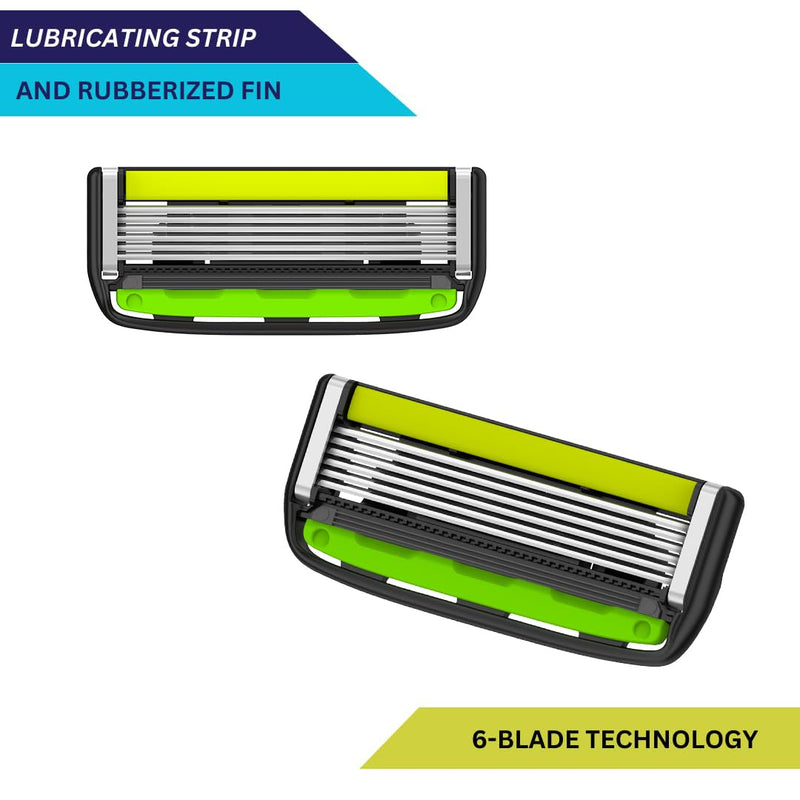 SWIPE Premium Men's 6-Blade Razor Kit (Flex Head Handle + 12 Refills) (No Trimmer) 13 Piece Set 12-Pack (with Handle)