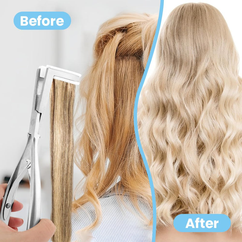 [Australia] - Tape In Pliers Tape In Extension Tool Kit, Tape Remover Scraper Tool,Hair Clips With Hair Extension Tapes, Flat Surface Sealing Hair Extension Plier Hair Extensions Styling Tools(Silver) silver 
