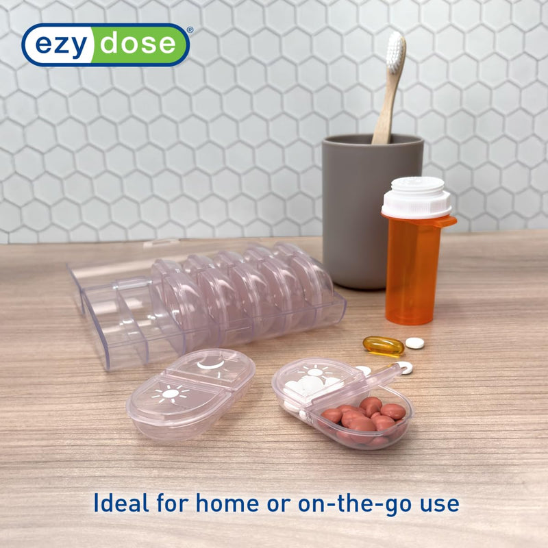Ezy Dose Weekly (7-Day) AM/PM Pill Organizer, Large Medicine Planner, Pink | Daily Individual Vitamin & Supplement Medication Case, 2x a Day Removable Compartments with Case, Travel-Friendly, BPA-Free Pink With Clear Case