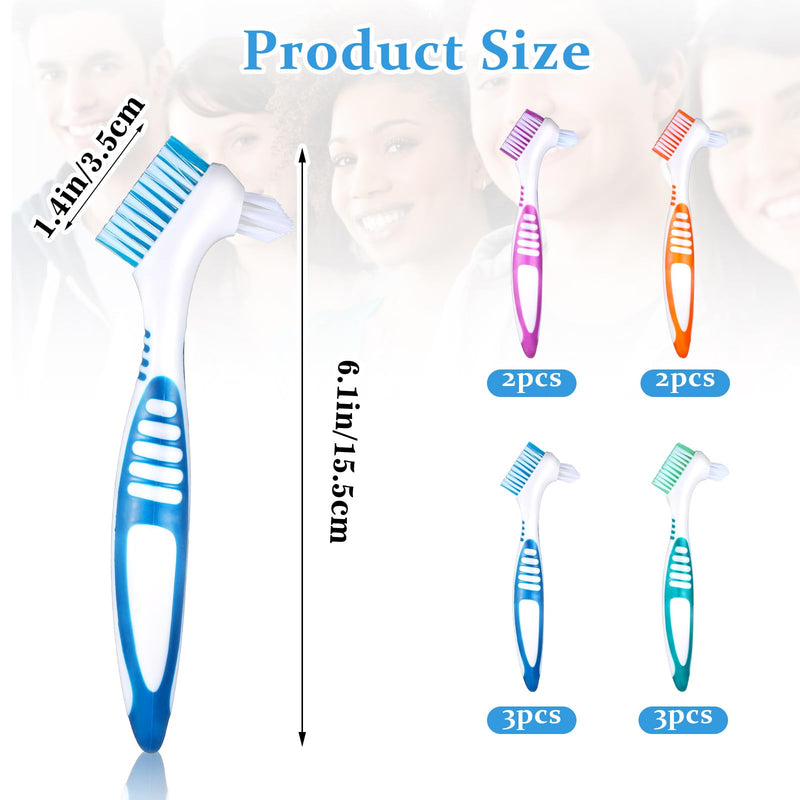 [Australia] - 10 Pcs Denture Brush - False Teeth Cleaner, Double Sided, Portable, Soft Multi-Layered Bristles, Ergonomic Rubber Handle 
