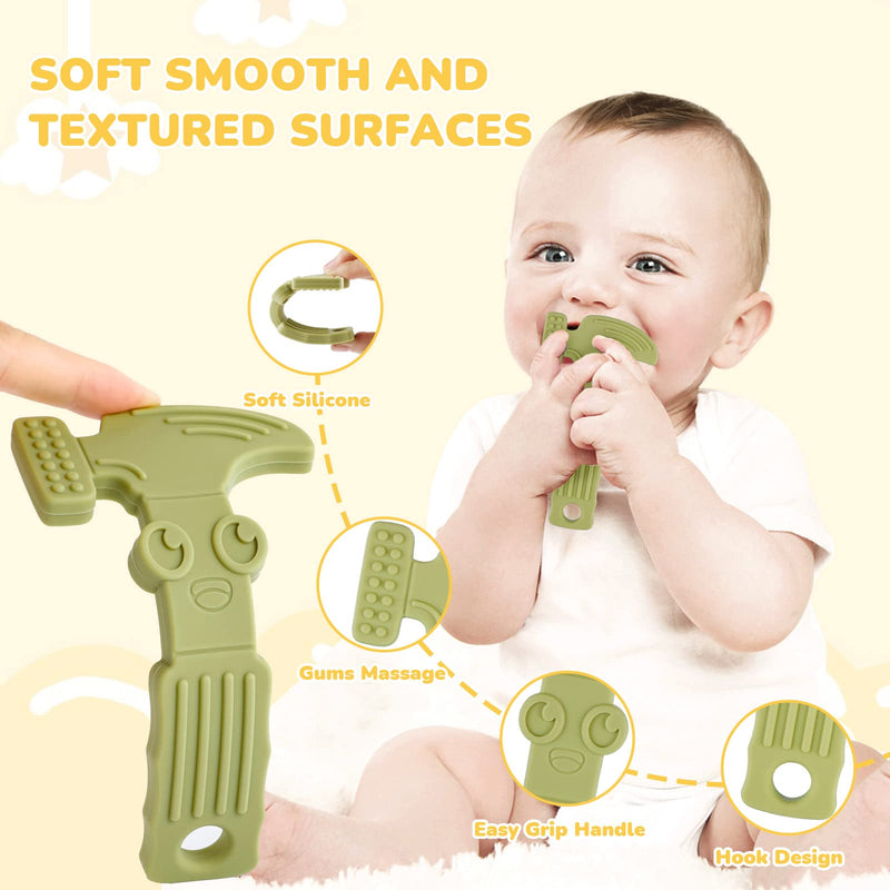 [Australia] - TYRY.HU Baby Teething Toys for Babies 0-6 Months 6-12 Months, BPA Free Silicone Baby Molar Teether Chew Toys, Hammer Wrench Spanner Pliers for Boys Girls, Soft-Textured, Easy to Hold & Clean, 4 Packs Set A 