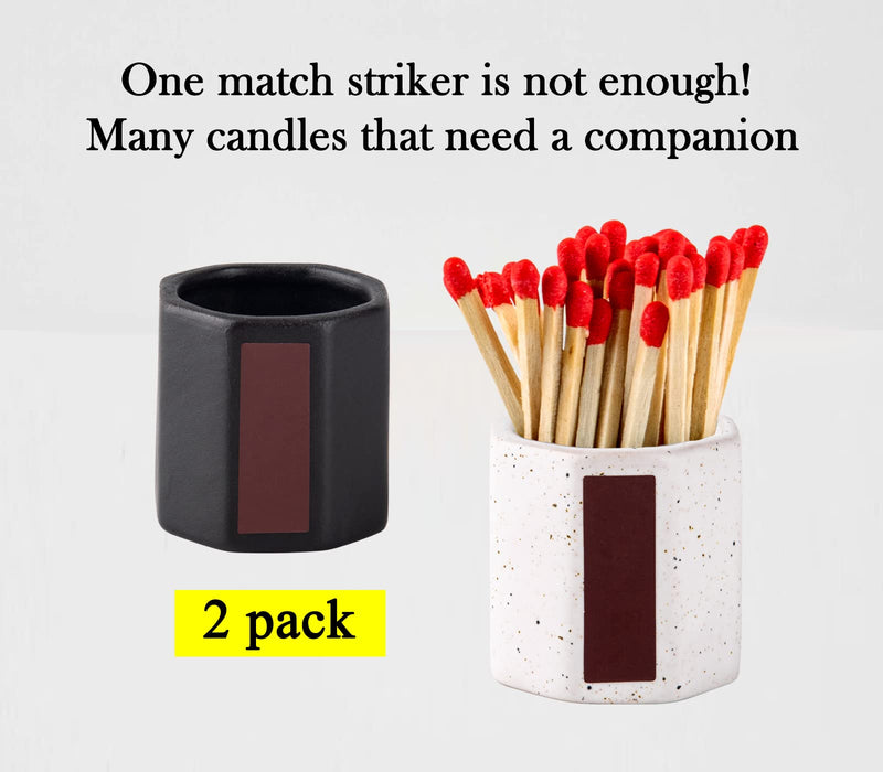 [Australia] - 2 Packs Match Holder With Striker Anise Match Striker For Decorative Black and White Matches For Candles Bathroom Matches In A Jar With Striker Match Cloche Matchstick Holder (Matches NOT Included) 