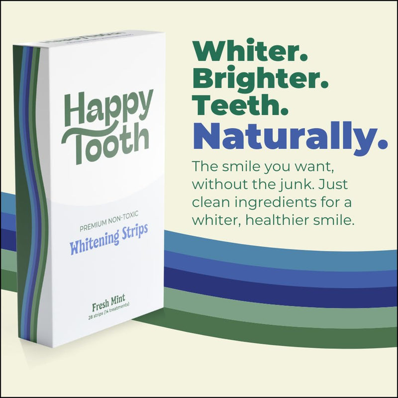 Teeth Whitening Strips, Natural, Sensitive Teeth, Fresh Mint, 28 Strips | Gentle Whitening Strips With Hydroxyapatite, Fluoride Free, Enamel Safe Formula, 14 Daily Treatments, Dentist Formulated