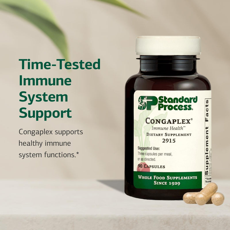 Standard Process Congaplex, Immune & Thymus Support Supplement, 90 Capsules | Thymus Gland Support Supplement, Support Immune Health with Calcium Lactate, Magnesium, Vitamin C and Vitamin A 90 Count (Pack of 1)
