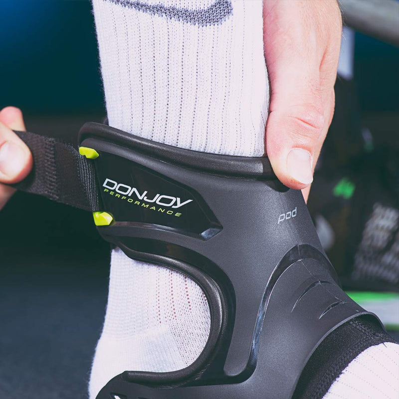 [Australia] - DonJoy Performance POD Ankle Brace, Best Support for Stability, Ankle Sprain, Roll, Strains for Football, Soccer, Basketball, Lacrosse, Volleyball - Medium - Left - White 