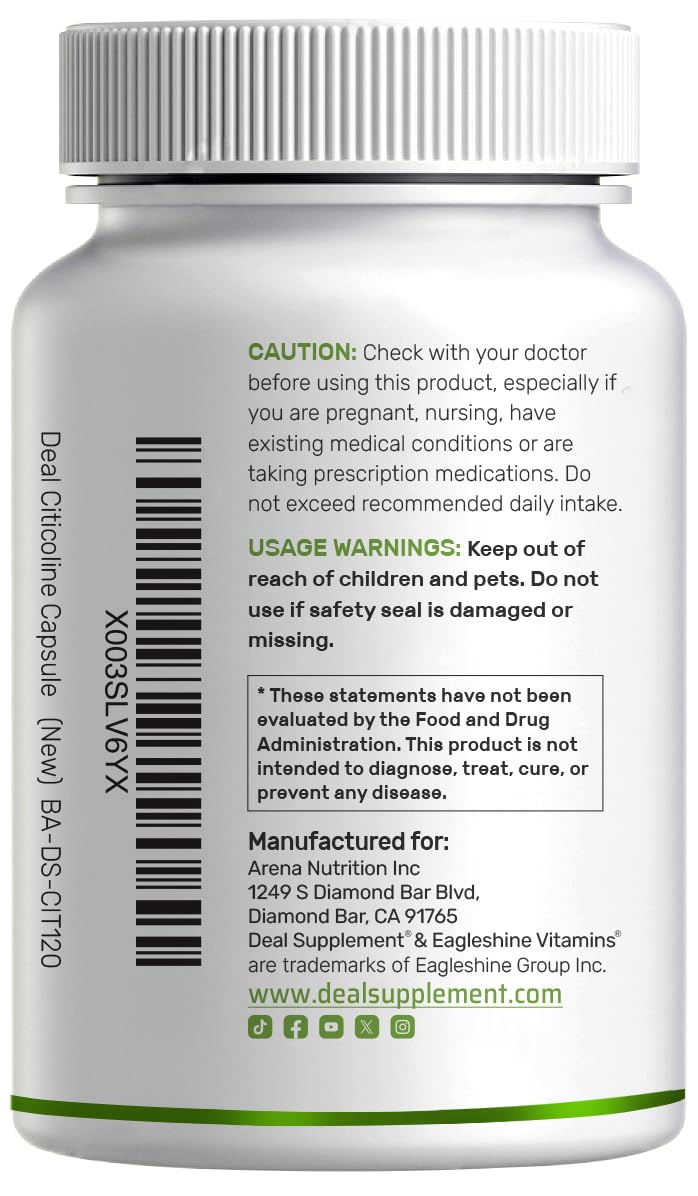 [Australia] - Citicoline CDP Choline, 1,000mg Per Serving, 120 Capsules ‚Äì Extra Strength Choline Supplements ‚Äì Nootropic B Vitamin Properties ‚Äì Promotes Brain Health, Memory, & Focus ‚Äì Non-GMO 