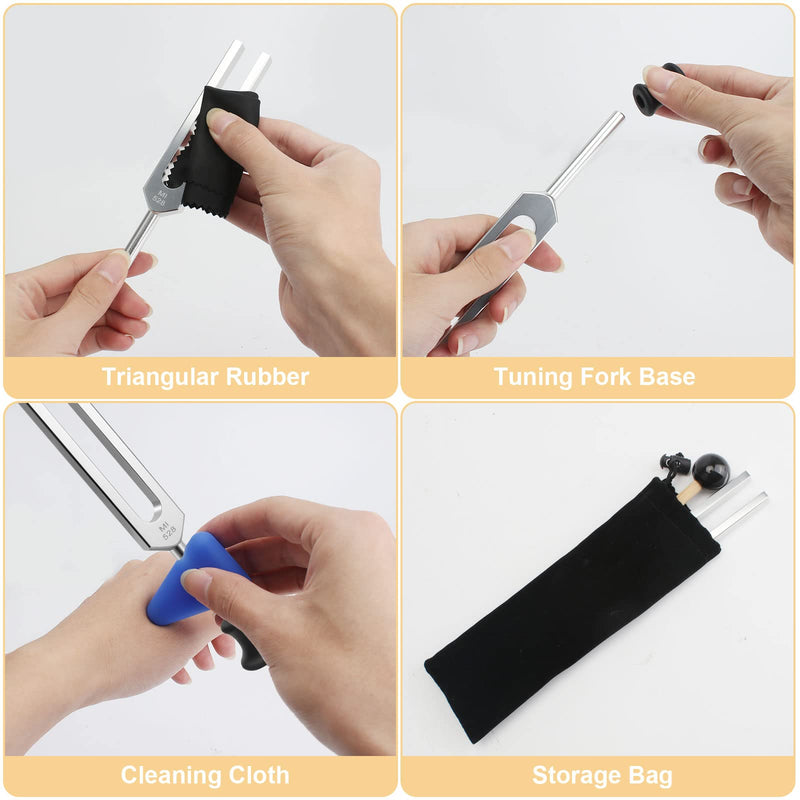 [Australia] - Tuning Fork 528 HZ, Medical Tuning Fork Neurology with Mallet Plastic Base Velvet Bag Cleaning Cloth, Tuning Fork Medical for Sound Therapy Healing, DNA Repair Healing, Violin/Guitar/Piano 