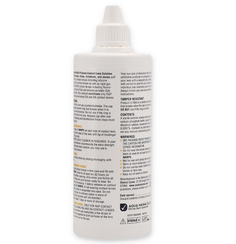 [Australia] - Aqua Naina 12 Fl Oz (Pack of 2) | Contact Lens Solution | Cleaning and Disinfecting Multi-Purpose Contact Solution | Convenient Everyday Lens Hygiene and Eye Care 
