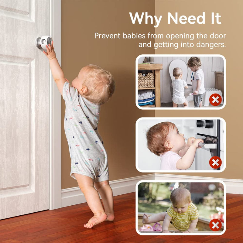 [Australia] - EUDEMON 4 Pack Updated Door Knob Cover Baby Safety Door Lock Childproof Safety Cover Door Handle Cover for Kids Safety (Clear-White) Clear-White 
