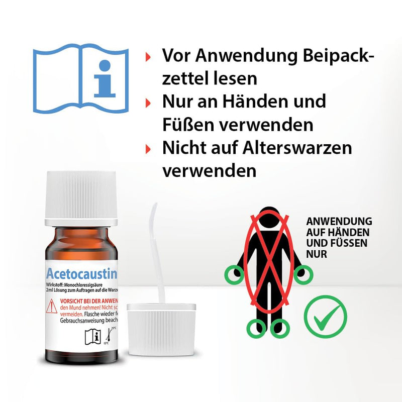 [Australia] - Acetocaustin solution | Wart remedies | Pain-free | Children from 4 years | Wart treatment for hands and feet | 2ML wart remover | Remove warts 