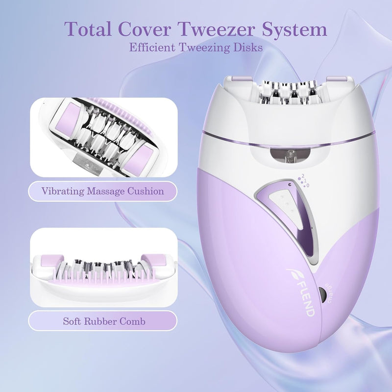 [Australia] - Epilator, Epilators Hair Removal for Women - 2-Speed Epilator with Massage Pad, Rechargeable LED Hair Removal Device for Face/Bikini/Arms/Legs/ Purple 