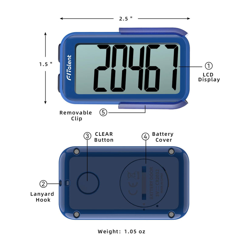 [Australia] - Pedometer for Walking Steps, 3D Accurate Simple Pedometer, Step Counter for Kids Men Women Seniors, Step Tracker with Clip Lanyard Purple 