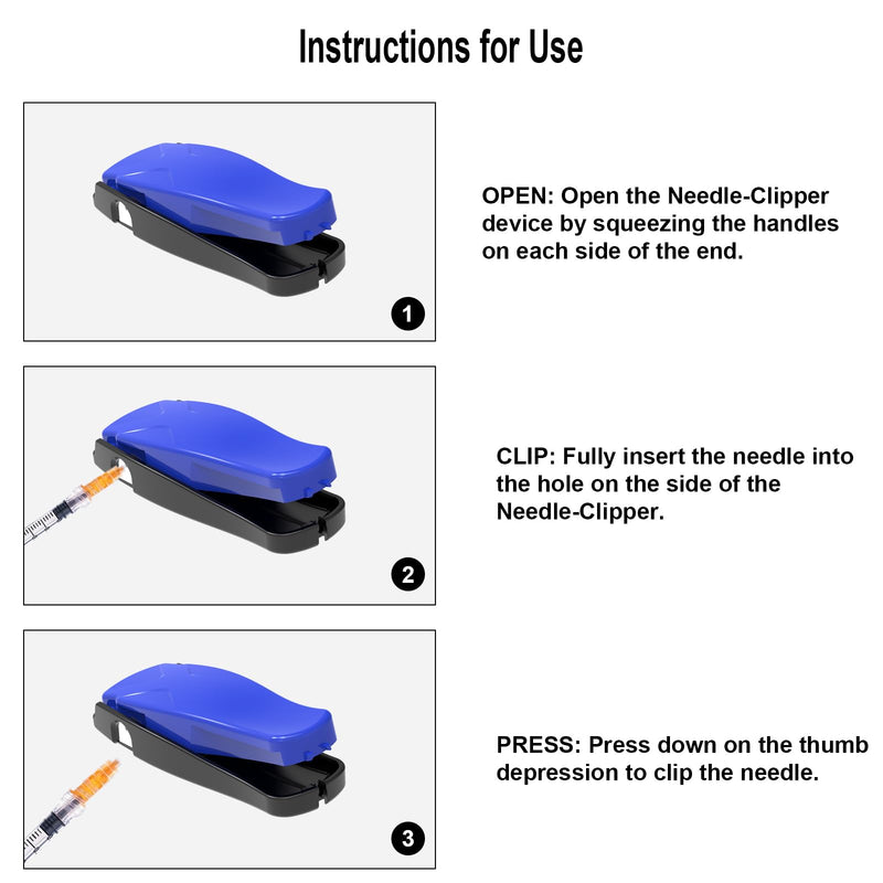 [Australia] - Needle Clipper for Insulin Syringe, Portable Sharps Container for Disposal Sharps, Compatible with 28-32Ga Syringe Needle, Fit Home and Travel (2, Blue) 
