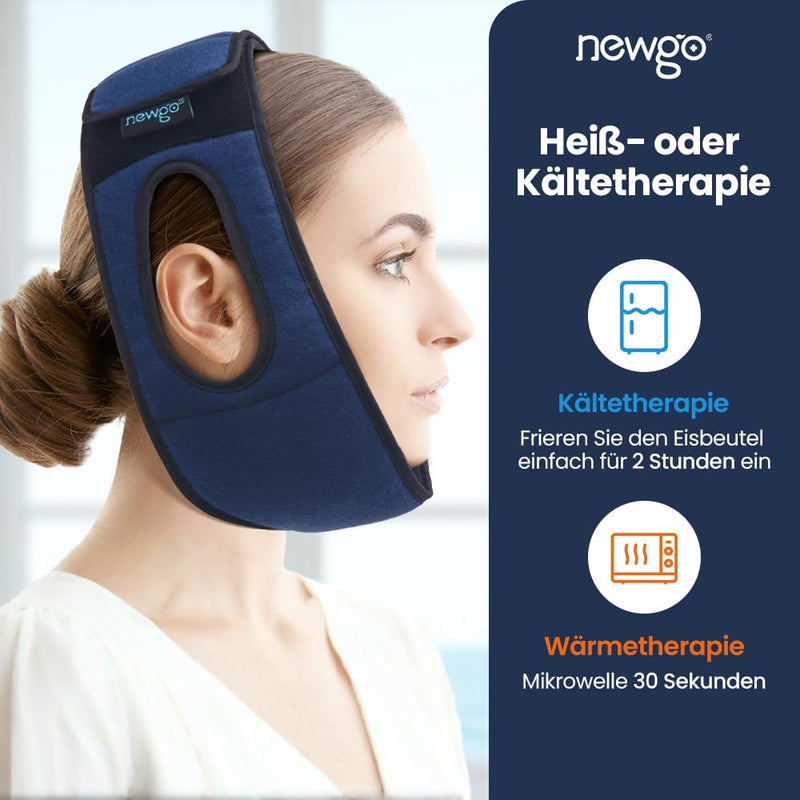 [Australia] - NEWGO Cooling Pads Wisdom Tooth Cooling Compress, Ice Pack for Jaw Pain Relief, TMJ, Oral Surgery, Tooth Removal & Dental Implants, 4 Hot Cold Packs Reusable-Dark Blue 