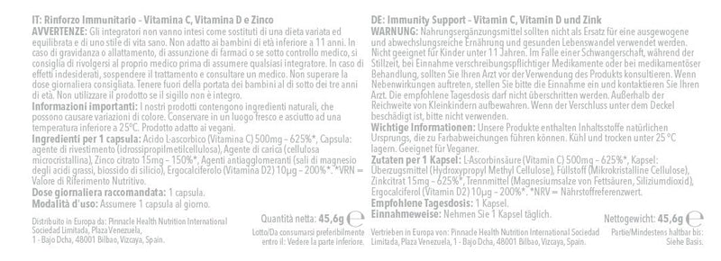 Vitamin C, D and Zinc Capsules for Immunity Support | One-a-Day Formula | 120 Fast Release Capsules = 4 Months’ Supply | Vegan Friendly | Manufactured in The UK Unflavoured (Label) 60 count (Pack of 2)