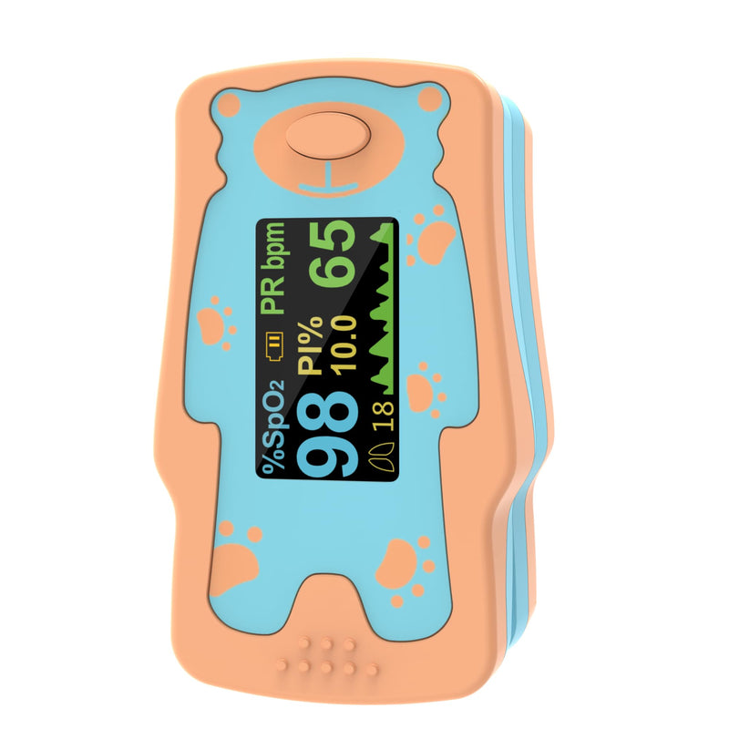 Pulse Oximeter for Kids, Blood Oxygen Saturation for Children, Portable Oxygen Meter with OLED Screen Included 2AAA Batteries