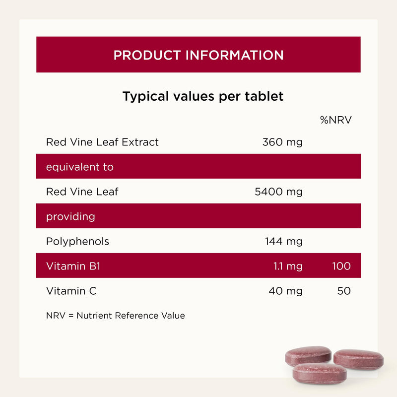 Healthspan Vein Vine Leg Vein Support 360mg (180 Tablets) | for Tired & Heavy Legs | Maintains Healthy Leg-Vein Functions | Red Vine Leaf Extract | Added Vitamins B1 & C | Vegan 90 count (Pack of 2)