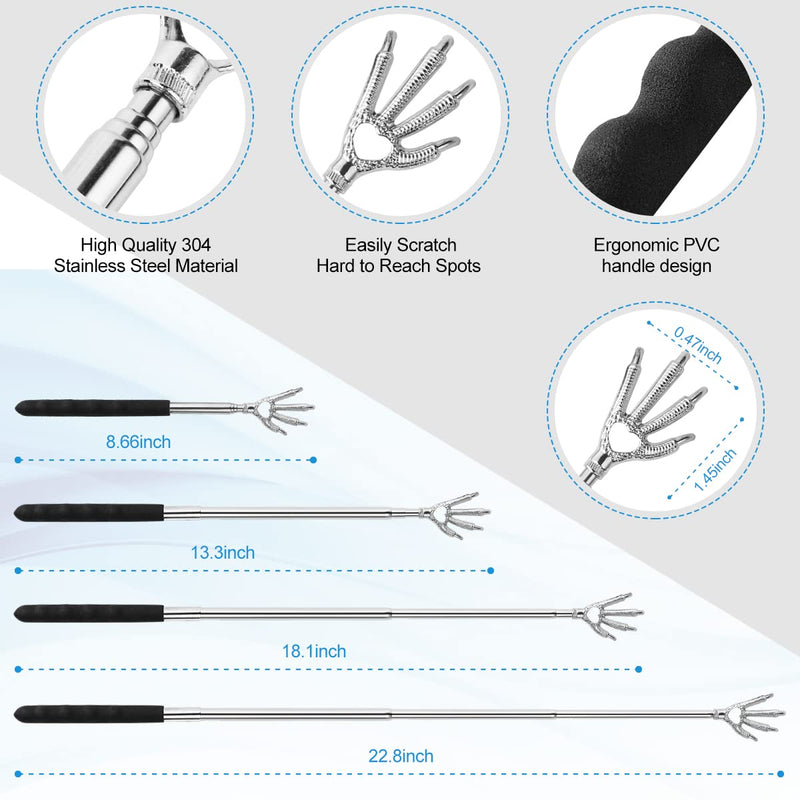 [Australia] - 3 Pack Back Scratcher Metal Portable Telescoping with Rubber Handles, Extendable Back Massager Tool with Beautiful Box, White Elephant Stocking Stuffers Gifts for Men Women Christmas Presents 