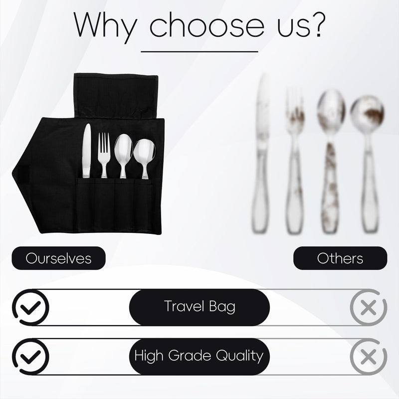 [Australia] - Weighted Utensils for Hand Tremors and Parkinson's Patients - 4 Piece Set of Heavy Stainless Steel Silverware for Elderly, Arthritis, Weak Hand Grip - Includes Knife,Fork,Spoons with Travel Bag,7 Oz 