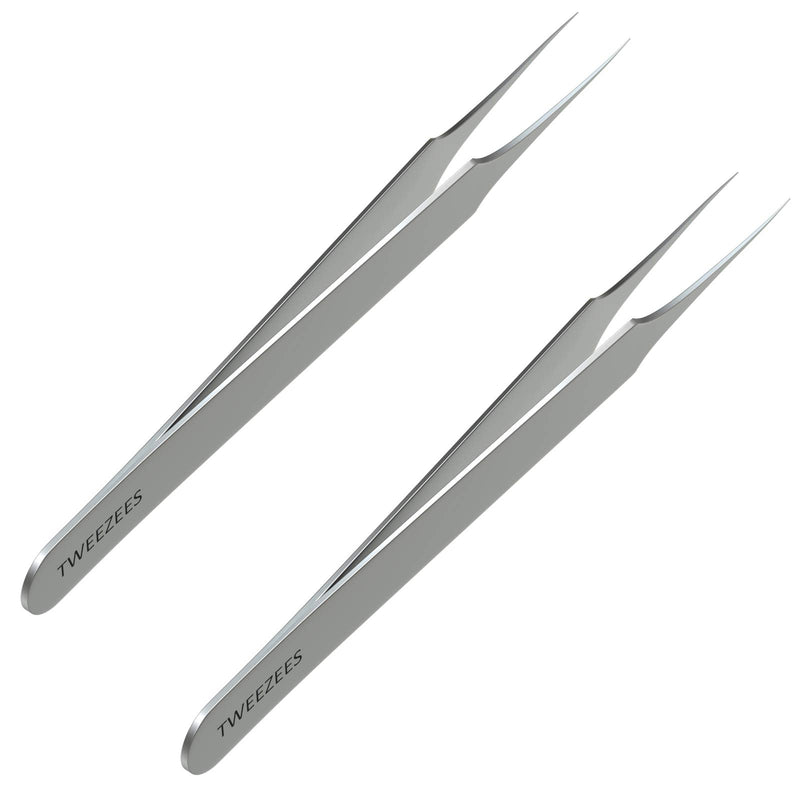 Ingrown Hair Tweezers | Pointed Tip | 2 Pack | Precision Stainless Steel | Extra Sharp and Perfectly Aligned for Ingrown Hair Treatment & Splinter Removal For Men and Women | By Tweezees