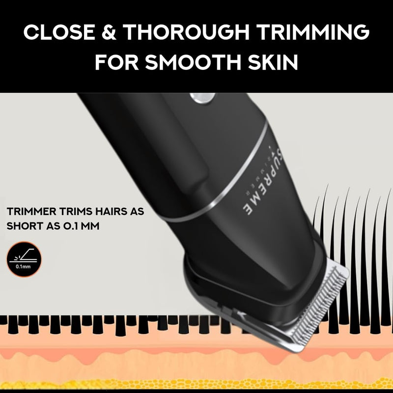 [Australia] - Supreme Trimmer All-in-One Waterproof Multigroomer for Men | Beard, Body, Pubic & Nose Hair Trimmer Kit | No-Nick LCD Grooming Clippers, Rechargeable Full Body Shaver | SMG3030 Black 