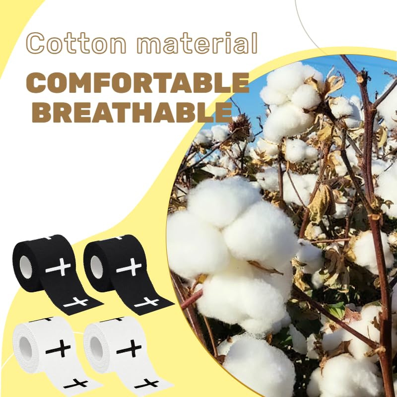 Christian Sports Tape with Cross Design, 4 Rolls Precut Cotton Kinesiology Wrap for Wrist & Ankle Support in Football, Boxing, Gym, 2 Inch x 23 Feet Each，Ideal Faith-Based Gift