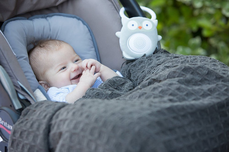 [Australia] - WavHello Portable Baby Sleep Soother - Rechargeable Bluetooth Noise Machine Travel Sound Speaker Great for Cribs, Strollers, Car Seat and More - Ollie The Owl Soundbub, Grey 