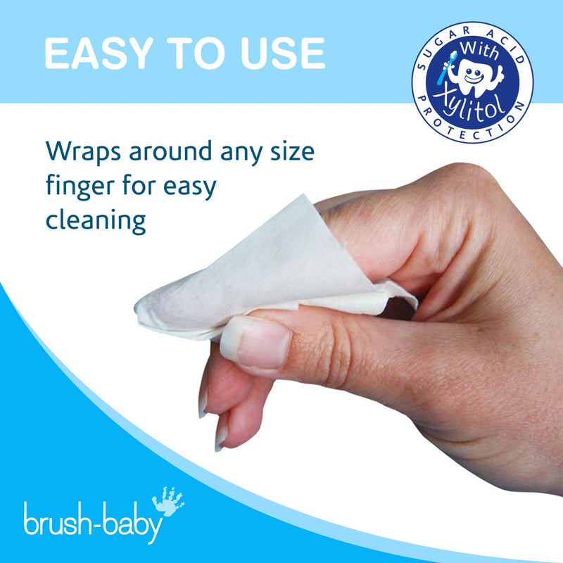 [Australia] - Brush Baby Teething Relief Dental Wipes for Ages 0-Toddler - Naturally Eliminate Teething Pain, Prevent Tooth Decay and Sour Milk Breath - 28 Finger Wipes 28 Count (Pack of 1) 
