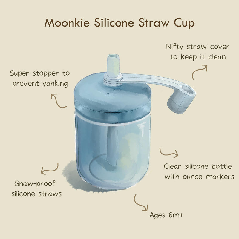 [Australia] - Moonkie Baby Straw cup | Silicone Toddler Sippy Cup Training Cup with Straw Lid | BPA-Free Drop-Proof Cup | Baby Led Weaning | 6 Months+, 5 oz, 2pack B-Soft Lilac/BLush 
